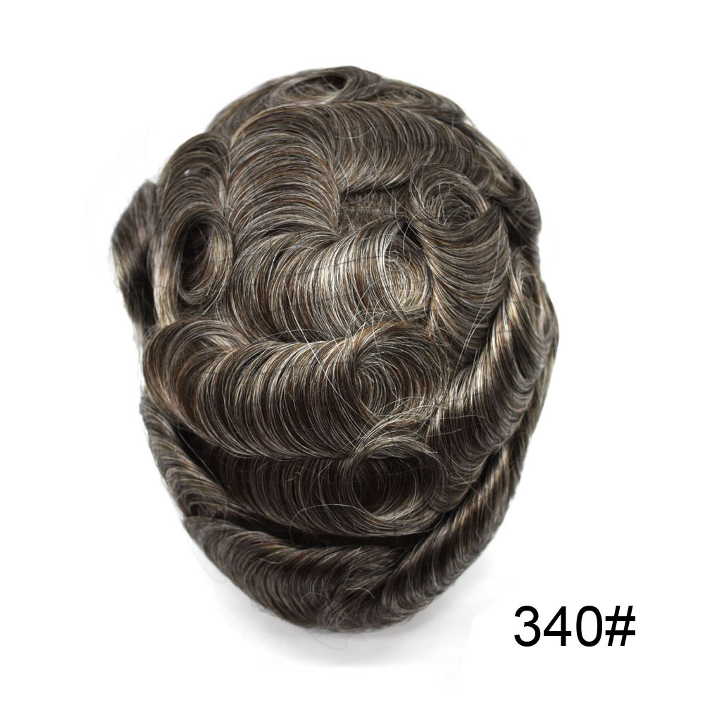 Full French Lace Natural Hairline Gray Hair Mens Toupee Human Hair System Soft Super Bleached Knots Soft Transparent Swiss Lace Mens Wig Hairpieces Transparent Lace Replacement For Men