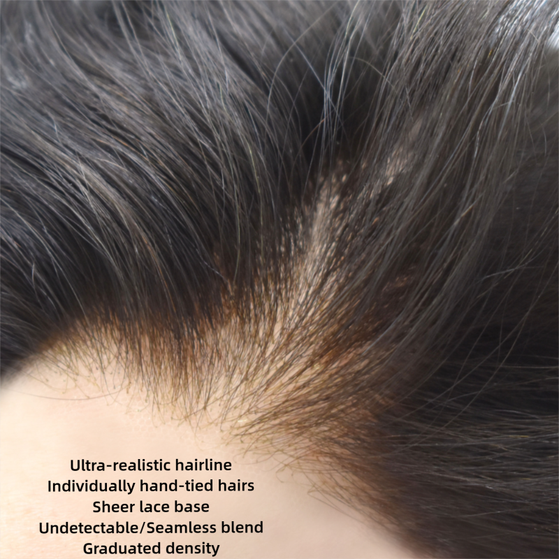 Full French Lace Mens Toupee Human Hair System Soft Super Bleached Knots Poly Skin Soft Transparent Swiss Lace Mens Wig Hairpieces Transparent Lace Replacement For Men