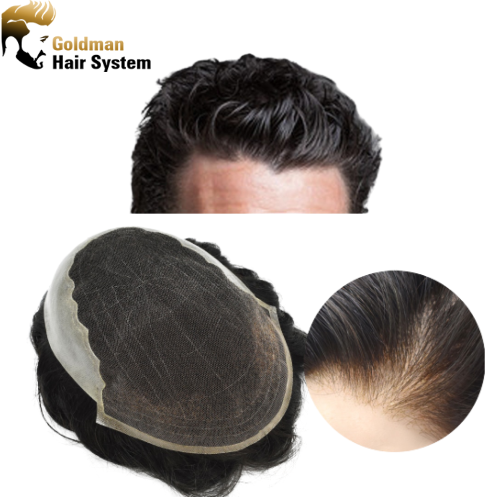 Goldman Q6 Hairpiece for Men 25-45|Custom Color Matching (From Black to Blonde) |Undetectable French Lace Front