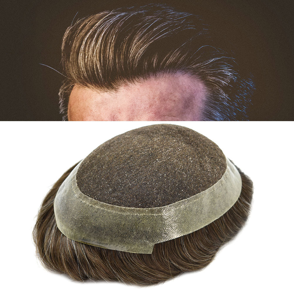 Australia: Singa Hair French Lace Mens Hairpieces Toupee, Easy Tape Attached Thin Skin Around Men Hair Systems, Skin Realistic Human Hair Pieces For Men