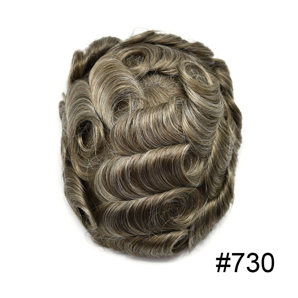 Goldman Q6 Men's Hairpiece | Custom Color Match (Black to Blonde) | French Lace Front & 3" Transparent PU Back
