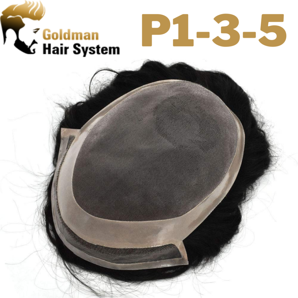 Goldman Travel-Suitable Hairpiece P1-3-5 | Welded Lace Front & Fine Mono System - Effortless Maintenance Hair Replacement for Frequent Flyers