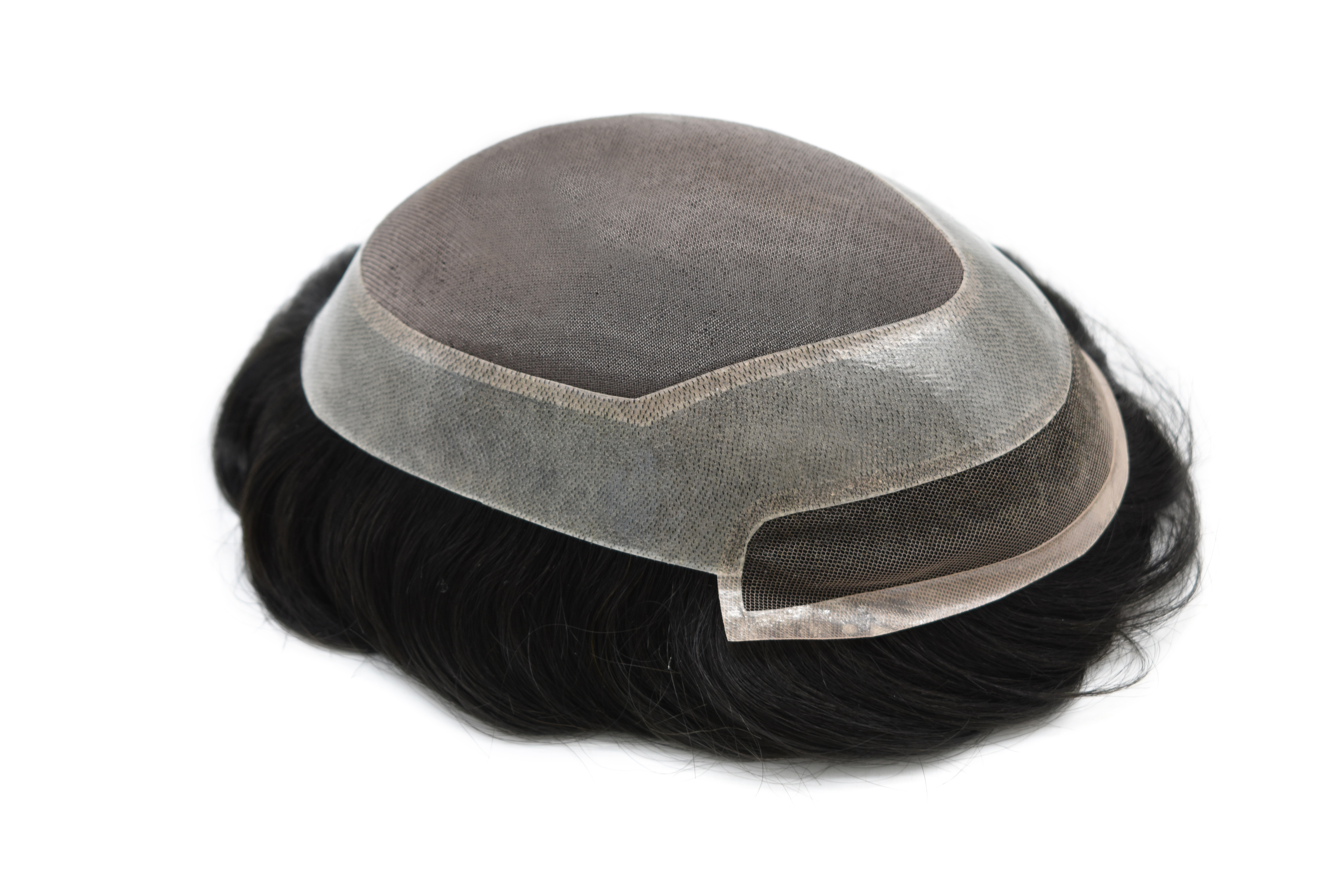 Goldman Premium Men's Human Hair Toupee P2-3-8 | French Lace Front & Fine Mono Clear Poly Base | Skintone, Undetectable, Breathable | Light to Medium Density, Black to Blonde Options