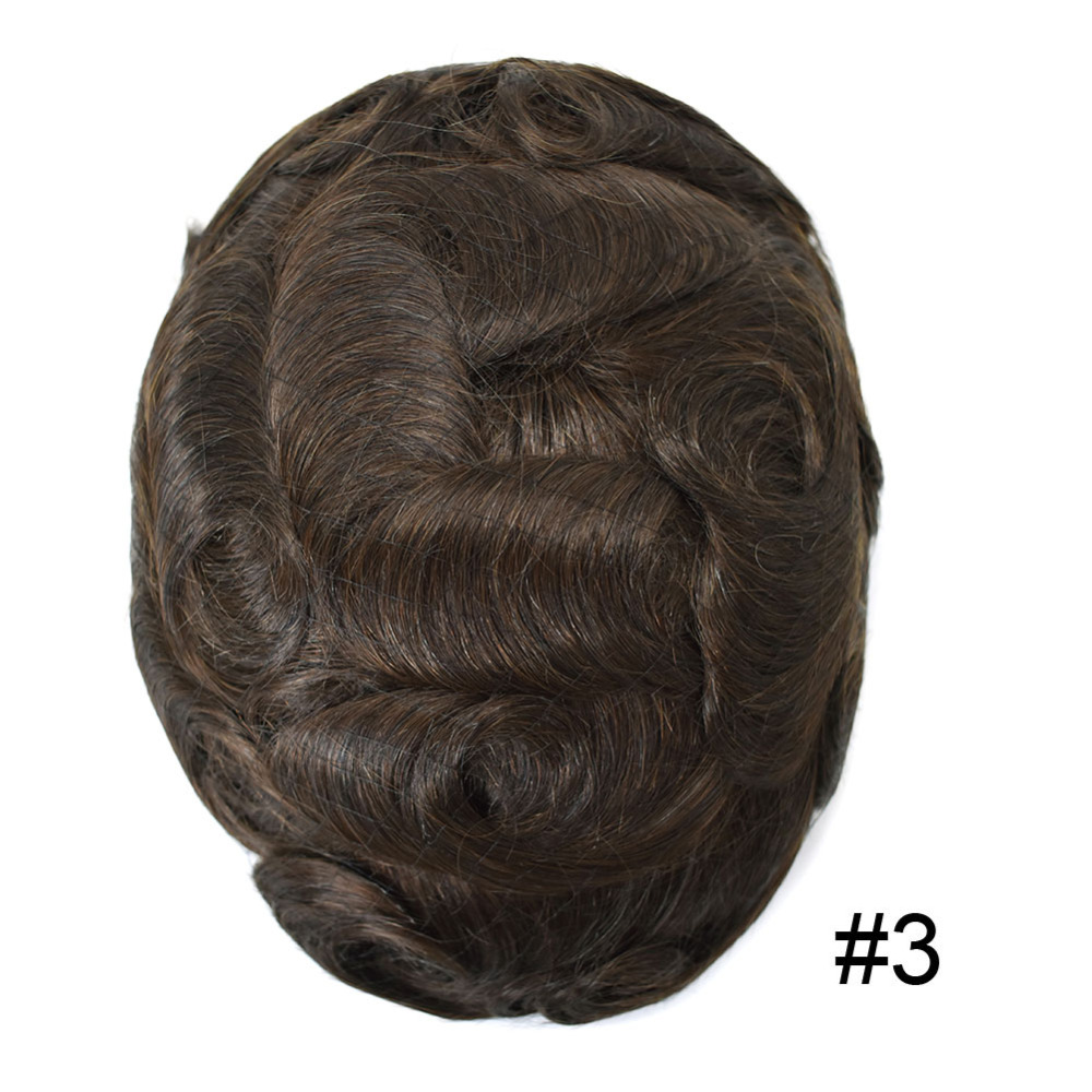 Goldman ANT Hair - Fine Welded Mono Hair System for Men - Natural Looking Lace Front Toupee with Poly PU Tape - 32mm Slight Wave Indian Hairpiece