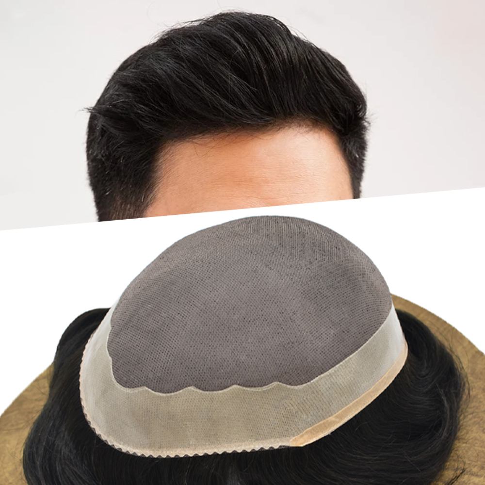 Goldman Men's Indian Remy Hair Toupee A-1 | Fine Mono Base, Natural Poly Coating | Durable, Comfortable Replacement Wig for Men