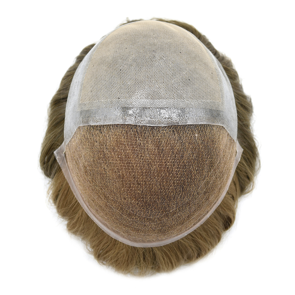 LEF: Singa Hair Fine Mono Mens Human Hair Toupee,French Lace Front Hair Pieces For Men, Glue On Clear Poly Skin Around Hair System For Men