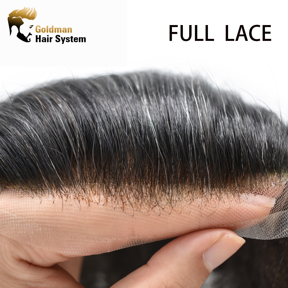Goldman 24/7 Full Swiss French Lace Hair Replacement - Odor-Resistant & Temperature-Regulating - For Delicate Scalps