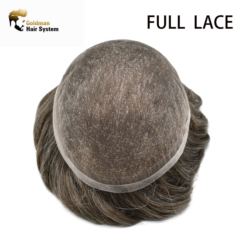 Goldman 24/7 Full Swiss French Lace Hair Replacement - Odor-Resistant & Temperature-Regulating - For Delicate Scalps