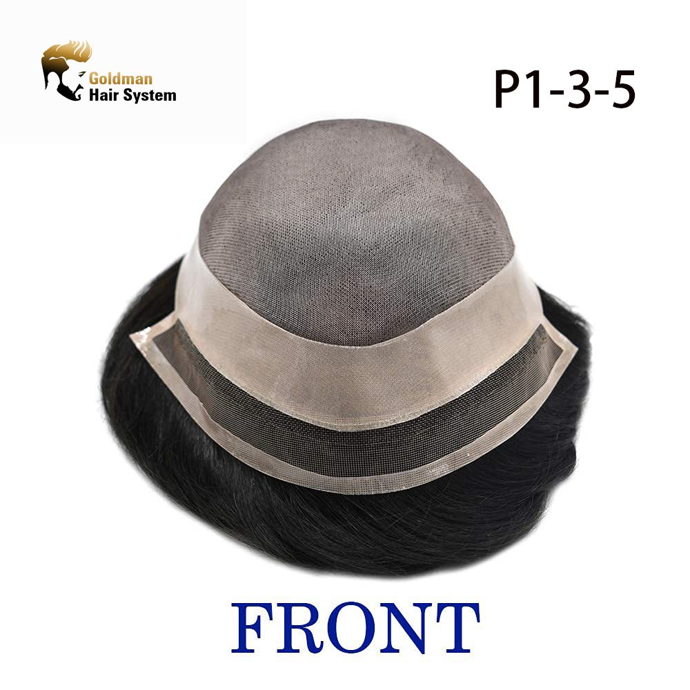 【Goldman Hair】Travel-Suitable Hairpiece P1-3-5 | Welded Lace Front & Fine Mono System - Effortless Maintenance Hair Replacement for Frequent Flyers