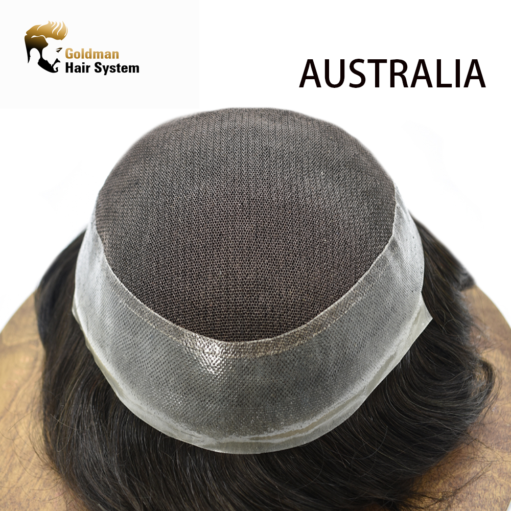 【Goldman Hair】Hybrid Men's Hair System AUSTRALIA | French Lace Center & PU Edge for Strong Hold, Gym/Swimming/Sweat-Resistant