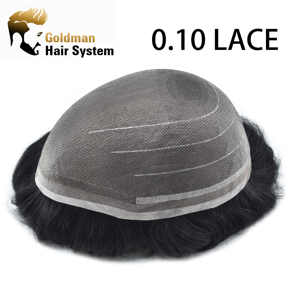 Goldman BX2 Hybrid Hair Replacement System for Men | French Lace Center + PU Edge | Gym/Swim/Sweat-Resistant | Lightweight & Strong Hold