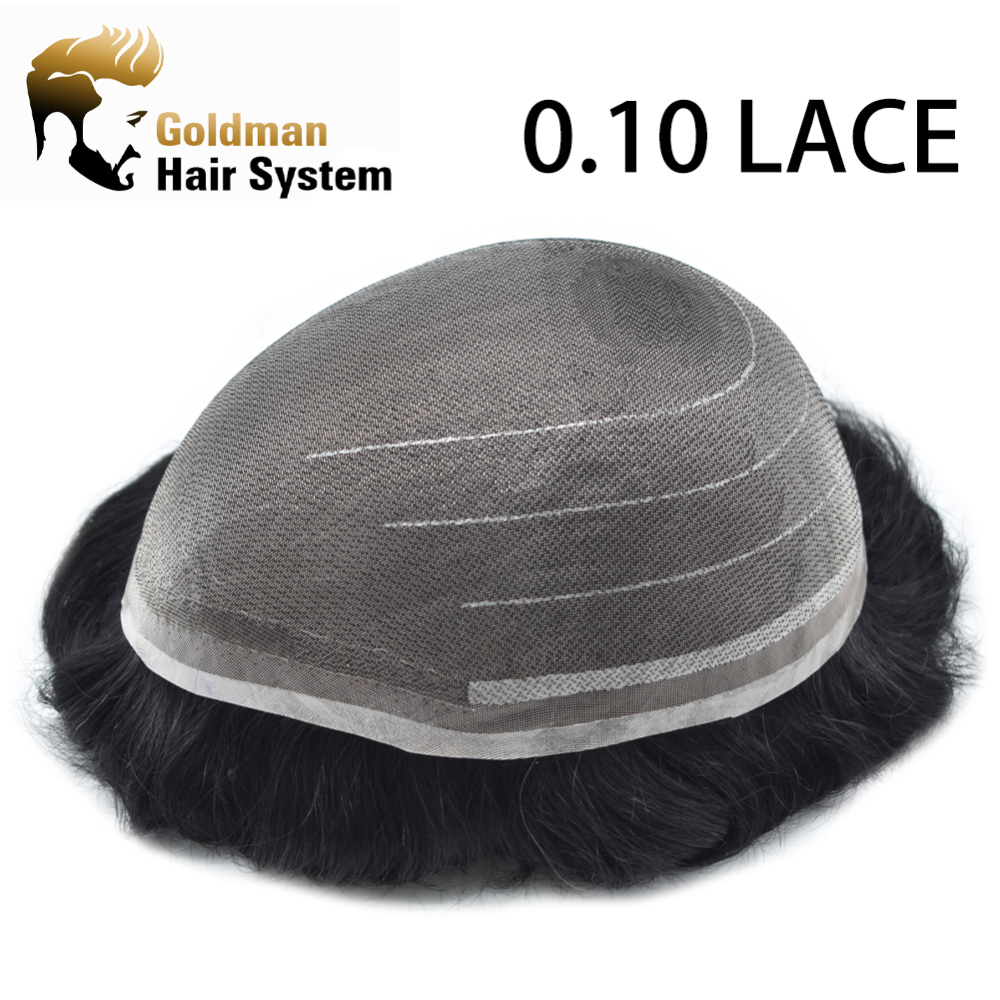 Goldman BX2 Hybrid Hair Replacement System for Men | French Lace Center + PU Edge | Gym/Swim/Sweat-Resistant | Lightweight & Strong Hold