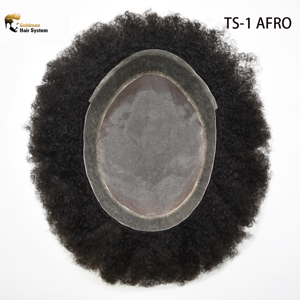 【Goldman Hair】Afro Toupee For Black Men Hair Unit Durable Fine Monofilament Mens Hair System Pu Around Kinky Coily Afro Mens Hairpiece African American Men Afro Toupee