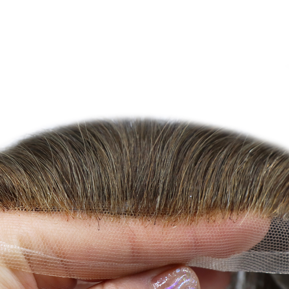 Frontal Hairpiece Men's Hairline Toupee 100% European Hair System V-Shape Brazilian Virgin Human Hair Natural Hairline Replacement System