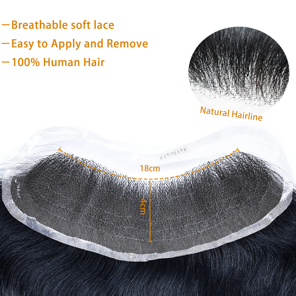 Frontal Hairpiece For Men Full Swiss Lace Frontal Hairpiece Real Human Hair Forehead Hair Piece Frontal Hair Replacement System Receding Forehead Hairline