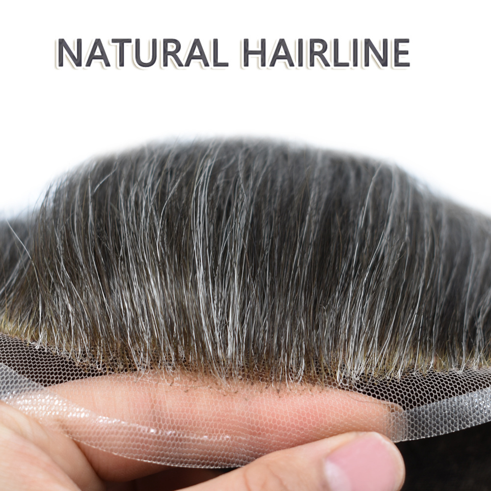 【Goldman Hair】 Non Surgical French Lace Hair System For Men OCTAGON, Invisible Hairline Lace Front Mens Toupee, Real Natural Hair Replacement Pieces For Men