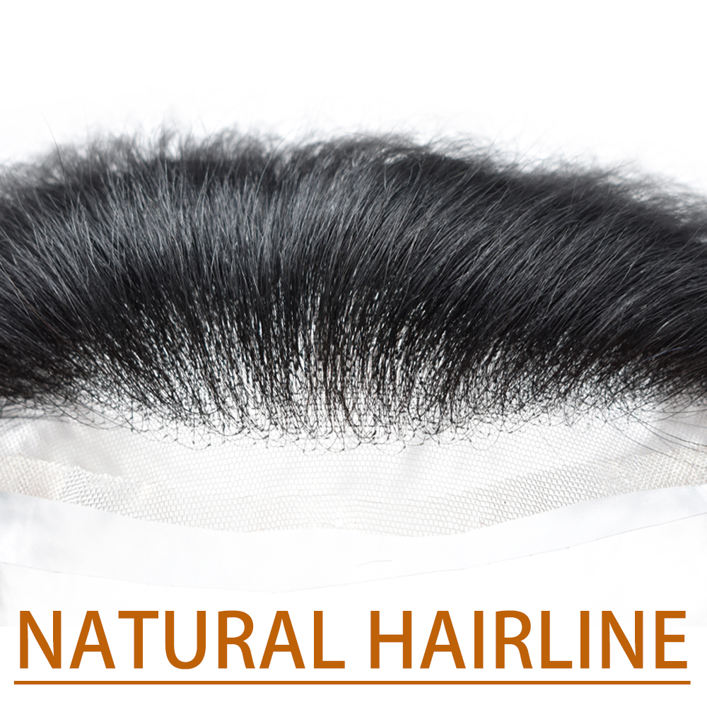 Frontal Hairpiece For Men Full Swiss Lace Frontal Hairpiece Real Human Hair Forehead Hair Piece Frontal Hair Replacement System Receding Forehead Hairline