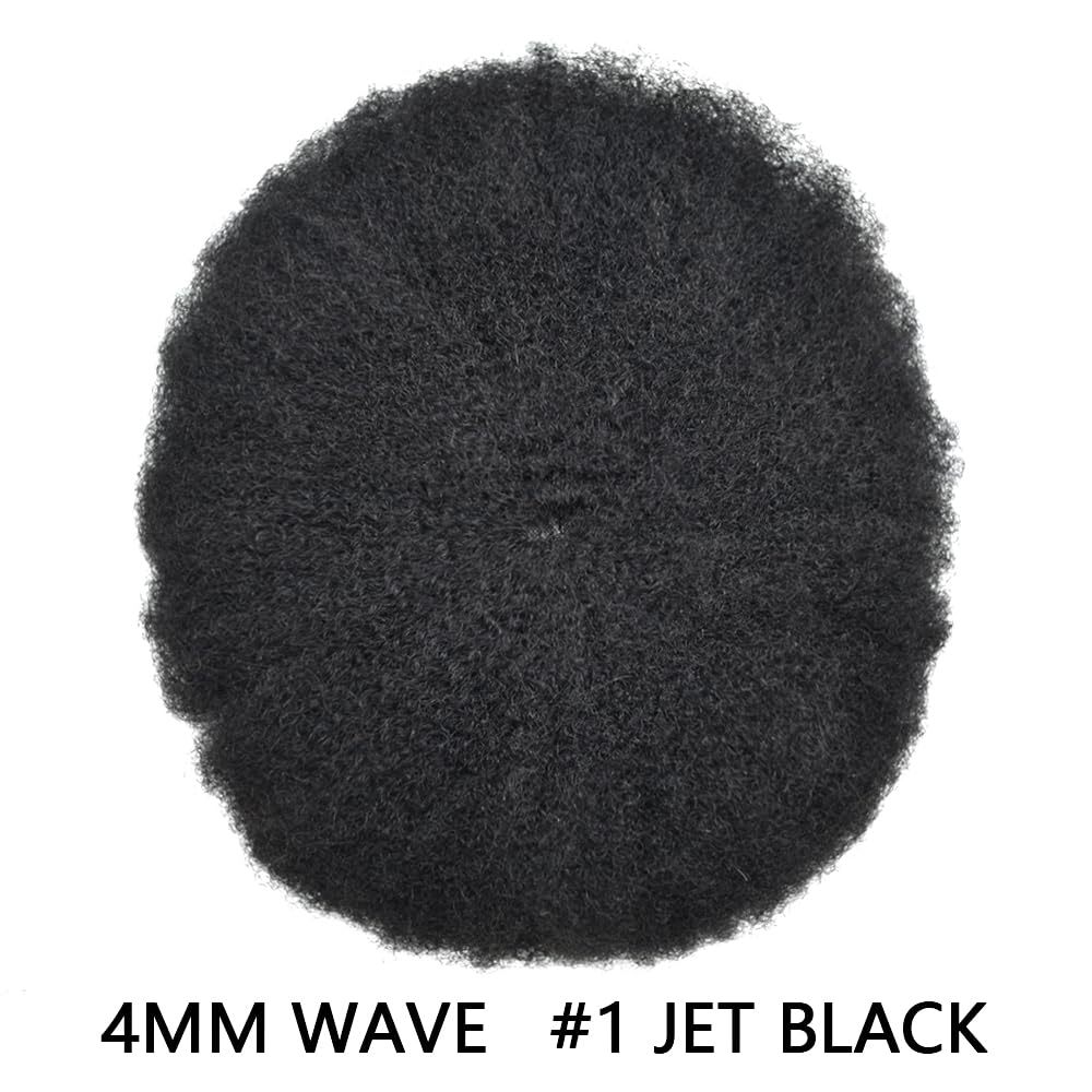 Goldman Mens Lace Afro Hair Unit For Black Men With Clear PU American Wave Toupees - Indian Human Hair, Undetectable Hair Systems