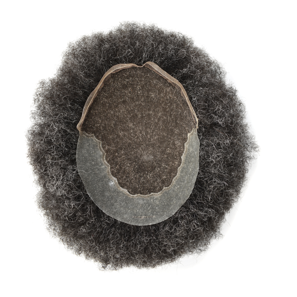 Goldman Mens Full Lace Afro American Wave Toupees - Indian Human Hair, Undetectable Hair Systems