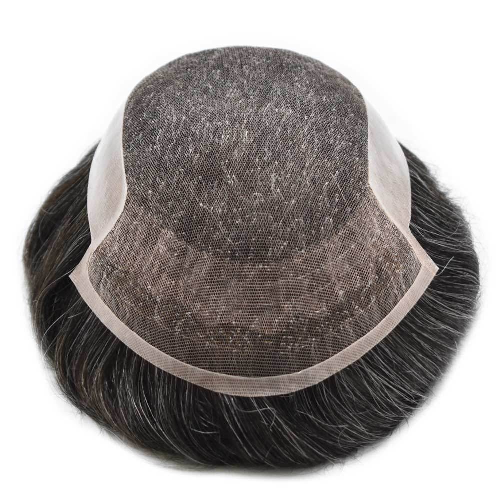【Goldman Hair】 Non Surgical French Lace Hair System For Men OCTAGON, Invisible Hairline Lace Front Mens Toupee, Real Natural Hair Replacement Pieces For Men