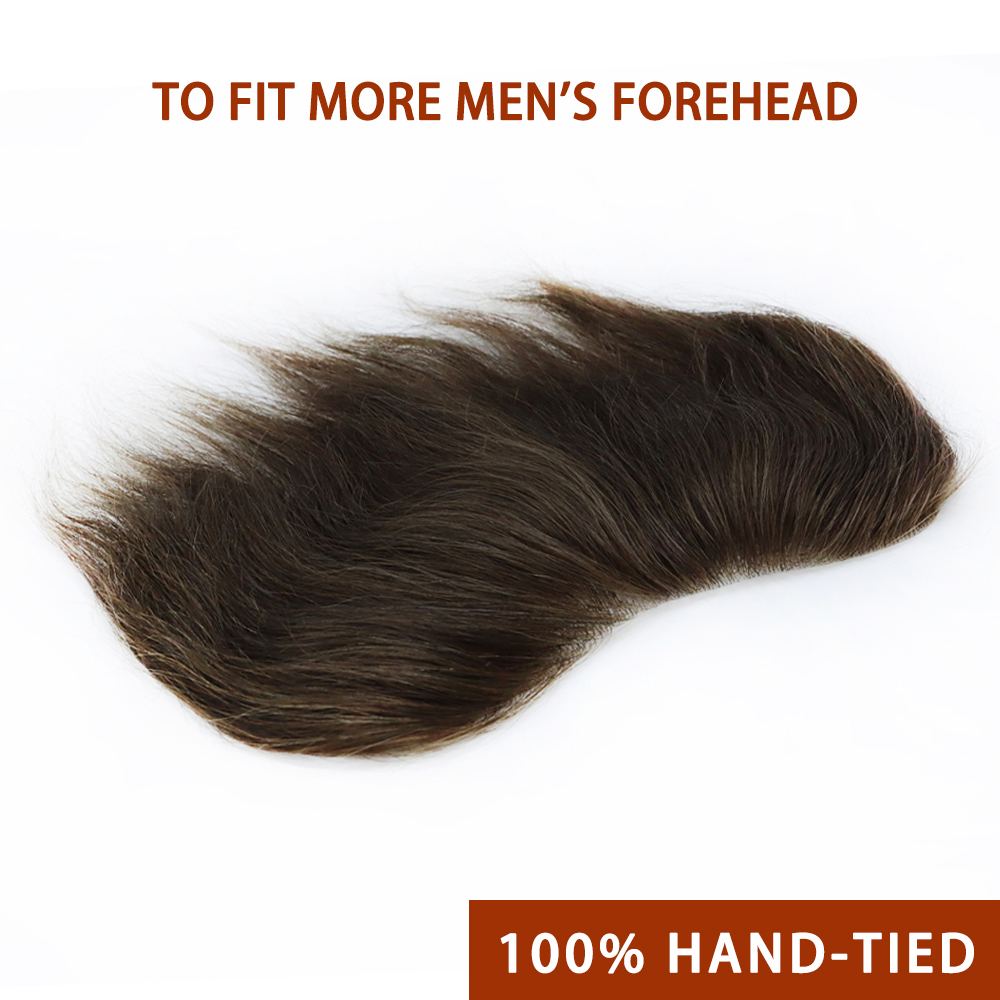 Frontal Hairpiece Men's Hairline Toupee 100% European Hair System V-Shape Brazilian Virgin Human Hair Natural Hairline Replacement System