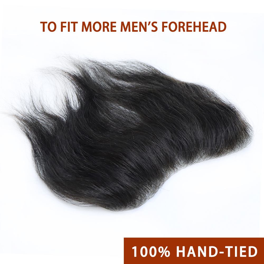 Forehead Toupee For men Invisible Human Hair Men's Frontal Hairpiece Thin Skin PU for Receding Hairline V-Shape Mens Natural Hairline Replacement System