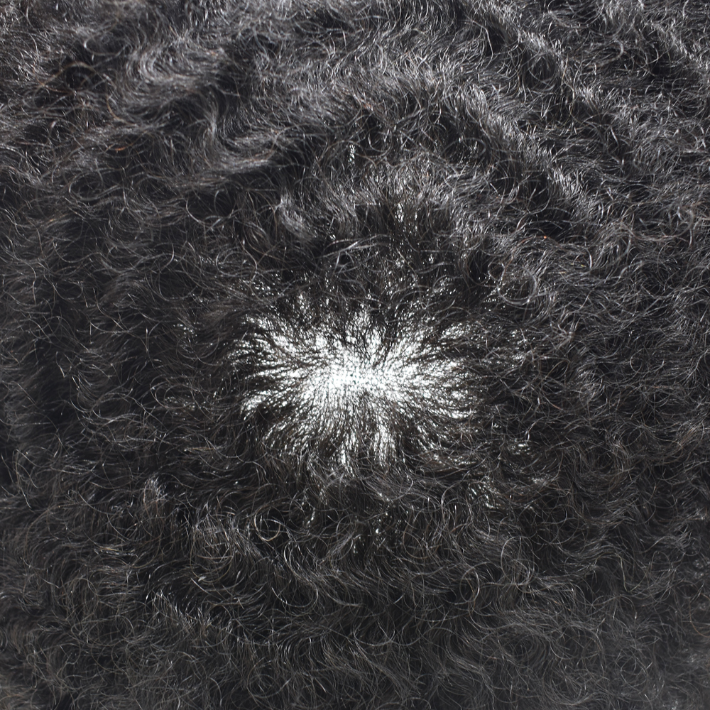 Goldman Mens Lace Afro Hair Unit For Black Men With Clear PU American Wave Toupees - Indian Human Hair, Undetectable Hair Systems