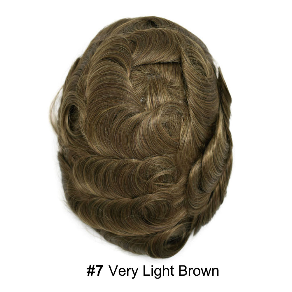 Frontal Hairpiece Men's Hairline Toupee 100% European Hair System V-Shape Brazilian Virgin Human Hair Natural Hairline Replacement System