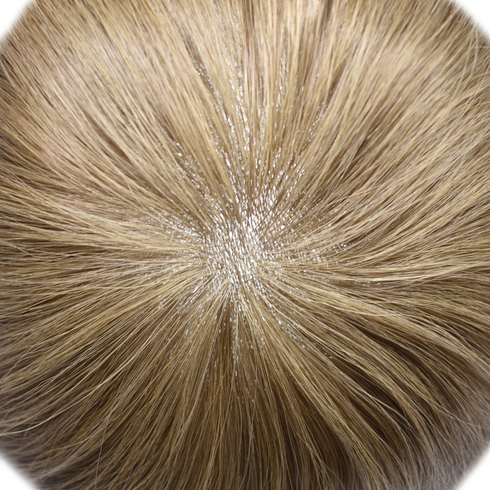 【Goldman Hair】 0.08mm Ultra Thin Skin Hair System V- Loop Front Mens Hair Pieces - Natural Hairline, Durable & Undetectable Human Hair Replacement