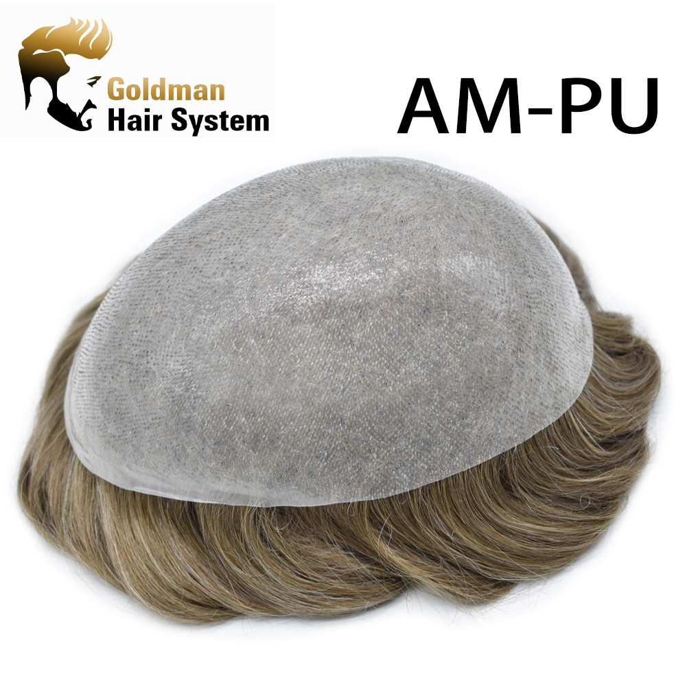 Goldman 0.06mm Super Thin Skin Hair System Mens Hair Pieces - Natural Hairline, Durable & Undetectable Human Hair Replacement