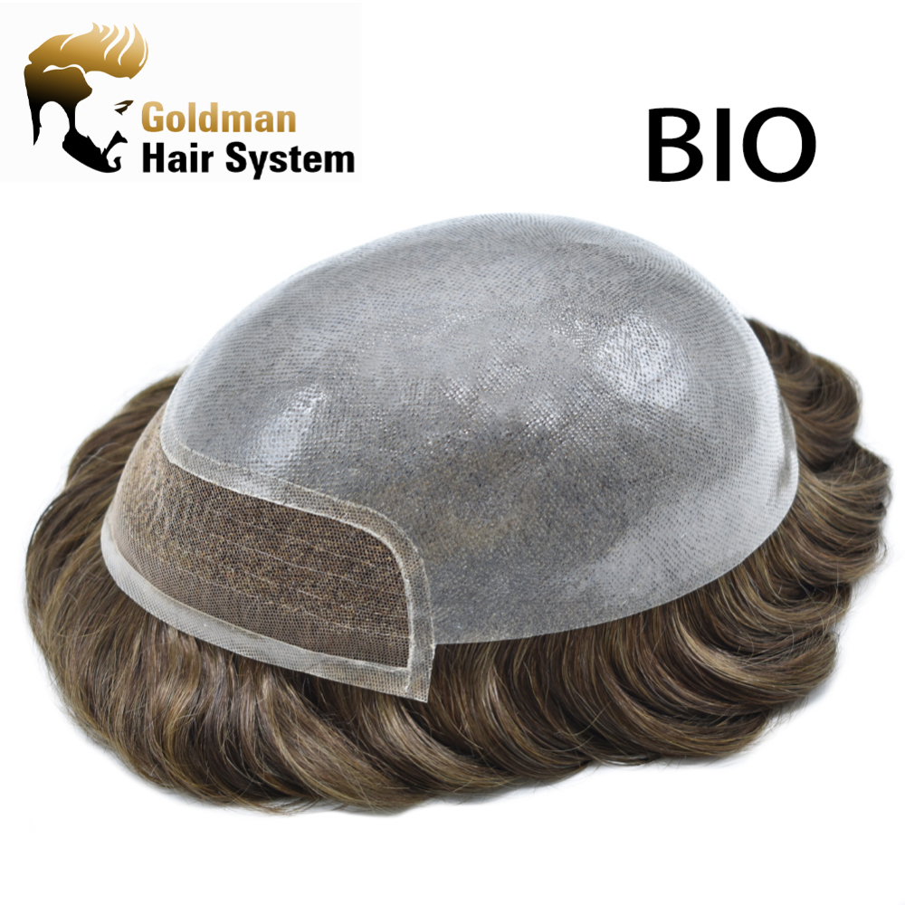 Goldman BIO Lace Front Toupee for Men - Thin Durable Skin, Indian Remy Hair - Natural Prosthesis Hair Replacement
