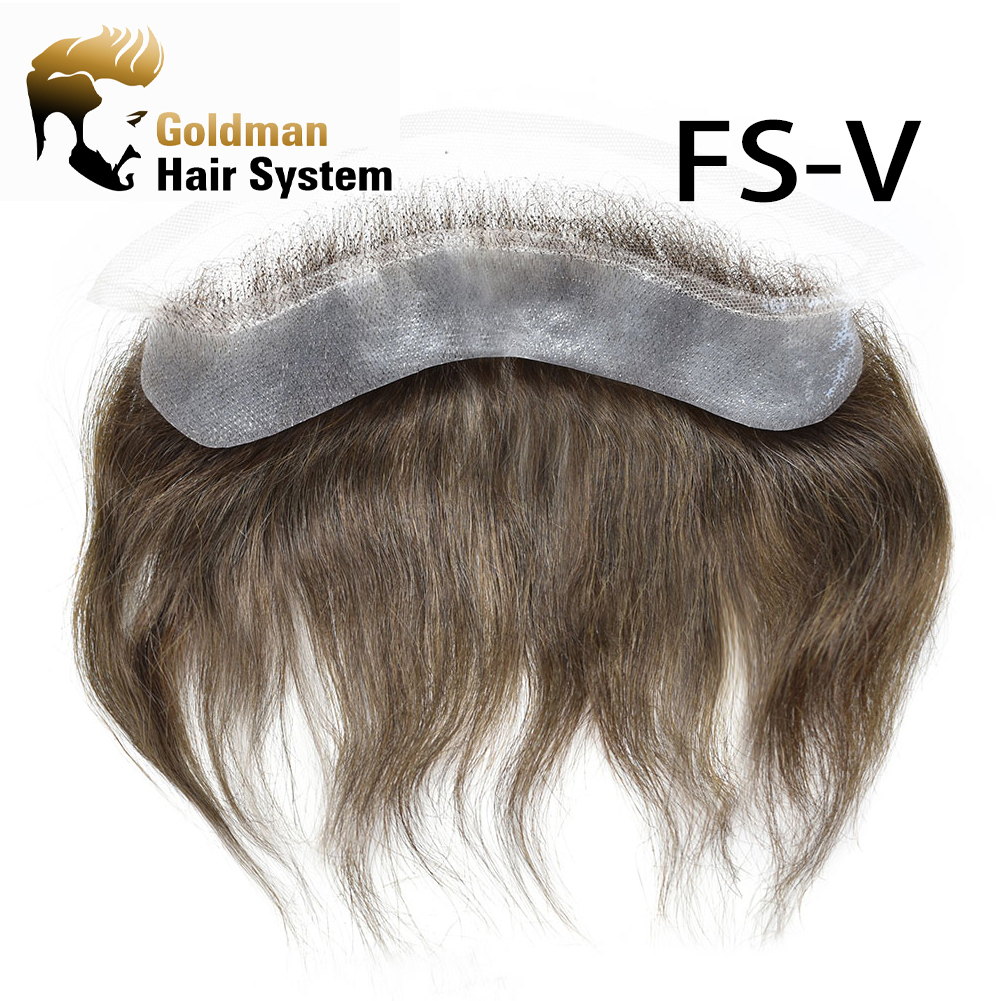 Frontal Hairpiece Men's Hairline Toupee 100% European Hair System V-Shape Brazilian Virgin Human Hair Natural Hairline Replacement System