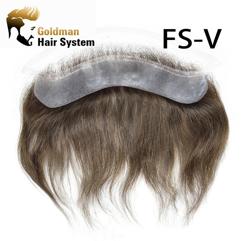 Frontal Hairpiece Men's Hairline Toupee 100% European Hair System V-Shape Brazilian Virgin Human Hair Natural Hairline Replacement System