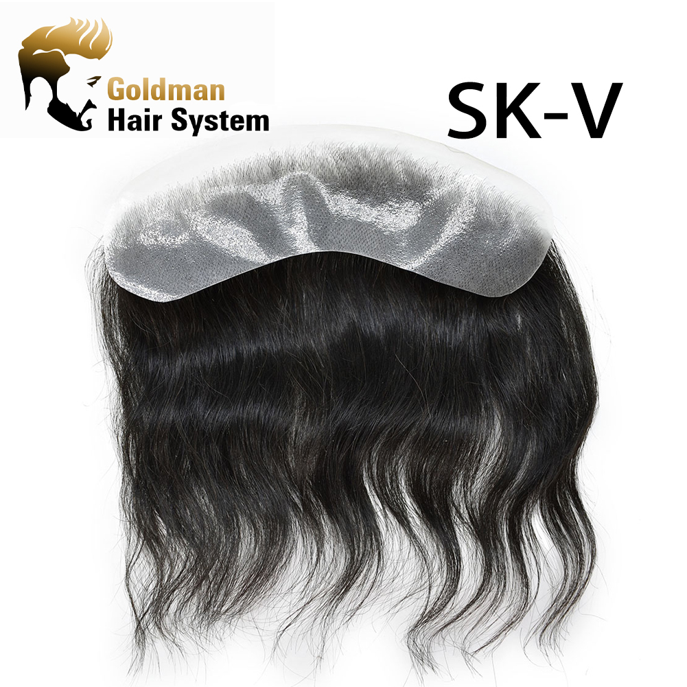 Forehead Toupee For men Invisible Human Hair Men's Frontal Hairpiece Thin Skin PU for Receding Hairline V-Shape Mens Natural Hairline Replacement System