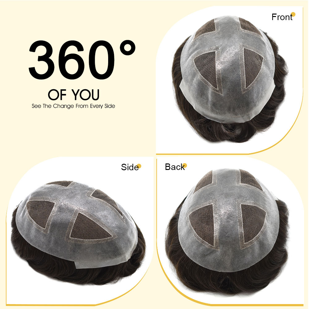 【Goldman Hair】Lace  Toupee For Men With Skin GM4- Thin Durable Skin, Indian Remy Hair - Natural Prosthesis Hair Replacement