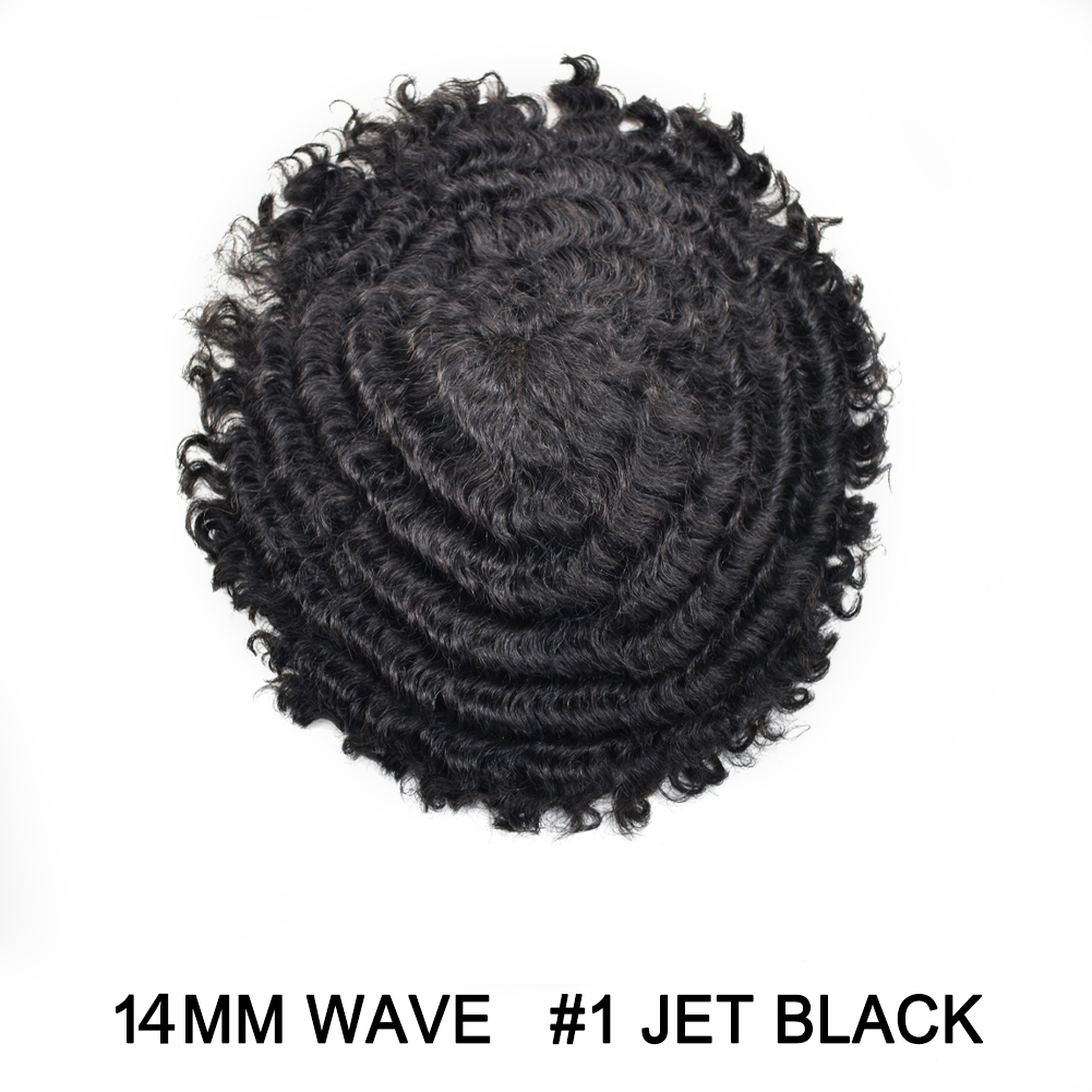 Goldman Mens Lace Afro Hair Unit For Black Men With Clear PU American Wave Toupees - Indian Human Hair, Undetectable Hair Systems