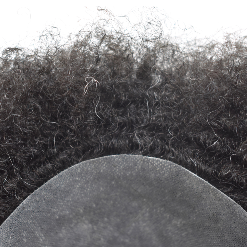 Goldman Mens Poly Afro Hair Unit For Black Men American Wave Toupees - Indian Human Hair, Soft Hair Systems