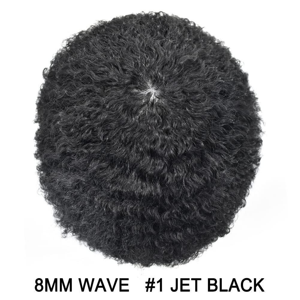 Goldman Mens Lace Afro Hair Unit For Black Men With Clear PU American Wave Toupees - Indian Human Hair, Undetectable Hair Systems