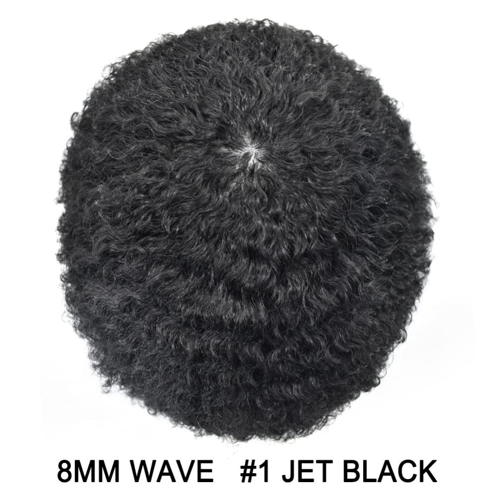 Goldman Mens Lace Afro Hair Unit For Black Men With Clear PU American Wave Toupees - Indian Human Hair, Undetectable Hair Systems