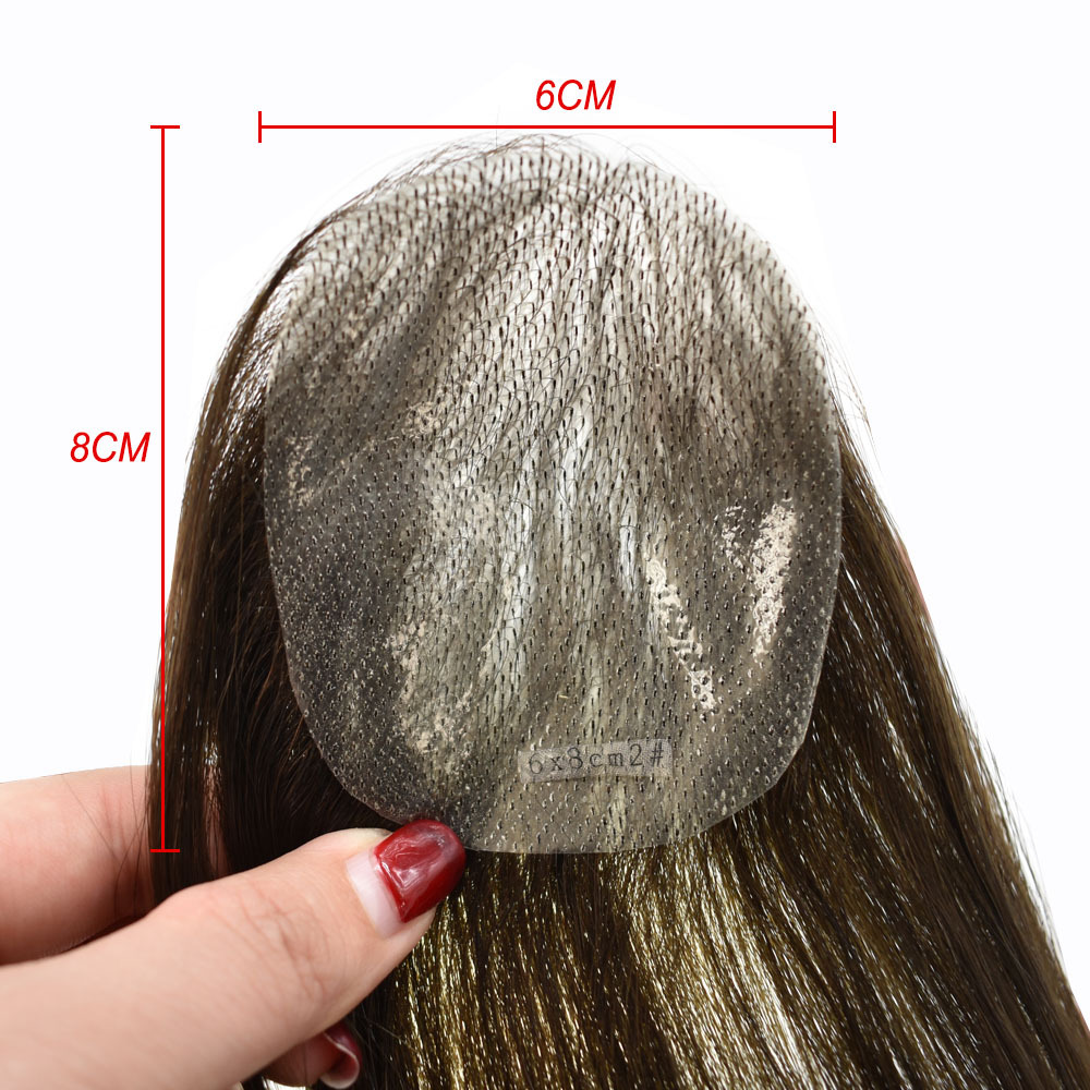Thin Skin V-Looped Bald Spot Hair Patch Natural Hair Replacement Unit For Hairline 100% Remy Human Hair Transparent Skin Toupee Hair Patch Hair Systems