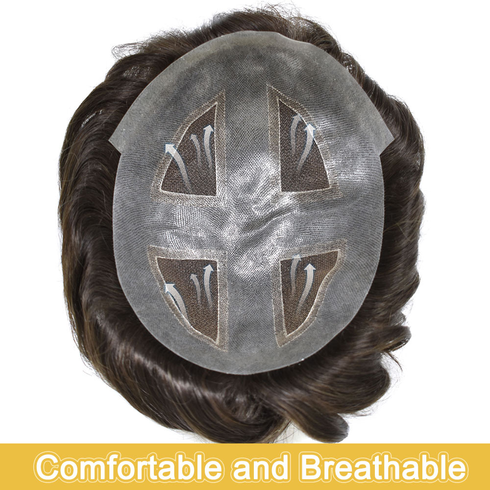 【Goldman Hair】Lace  Toupee For Men With Skin GM4- Thin Durable Skin, Indian Remy Hair - Natural Prosthesis Hair Replacement
