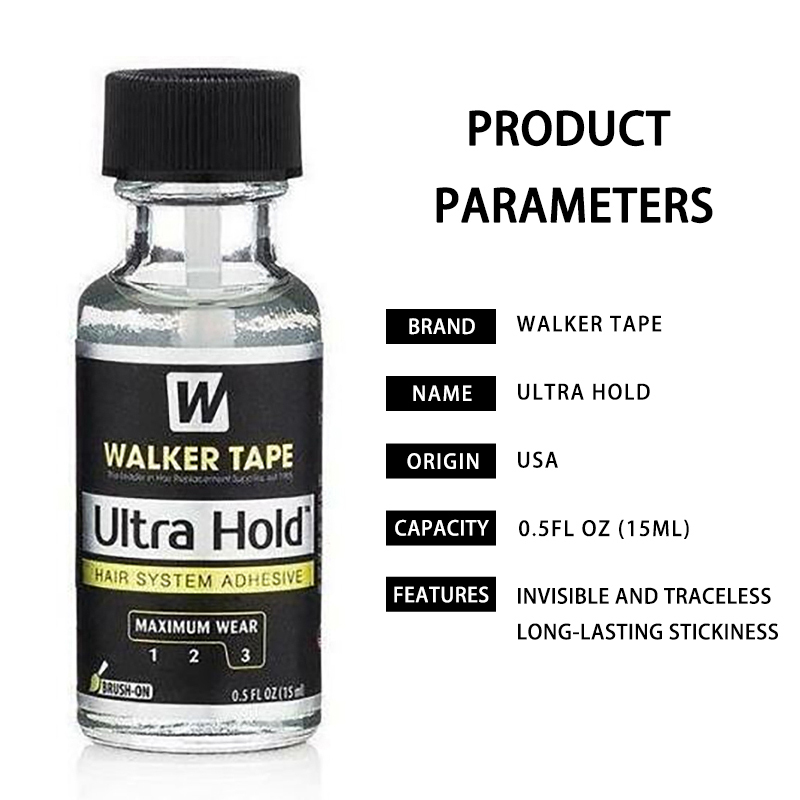 Walker Tape Co. Ultra Hold Hair System Adhesive 1.4 fl oz Brush-On Long-Lasting Waterproof Wig Glue Clear-Drying Lace Wig Adhesive for Sensitive Skin