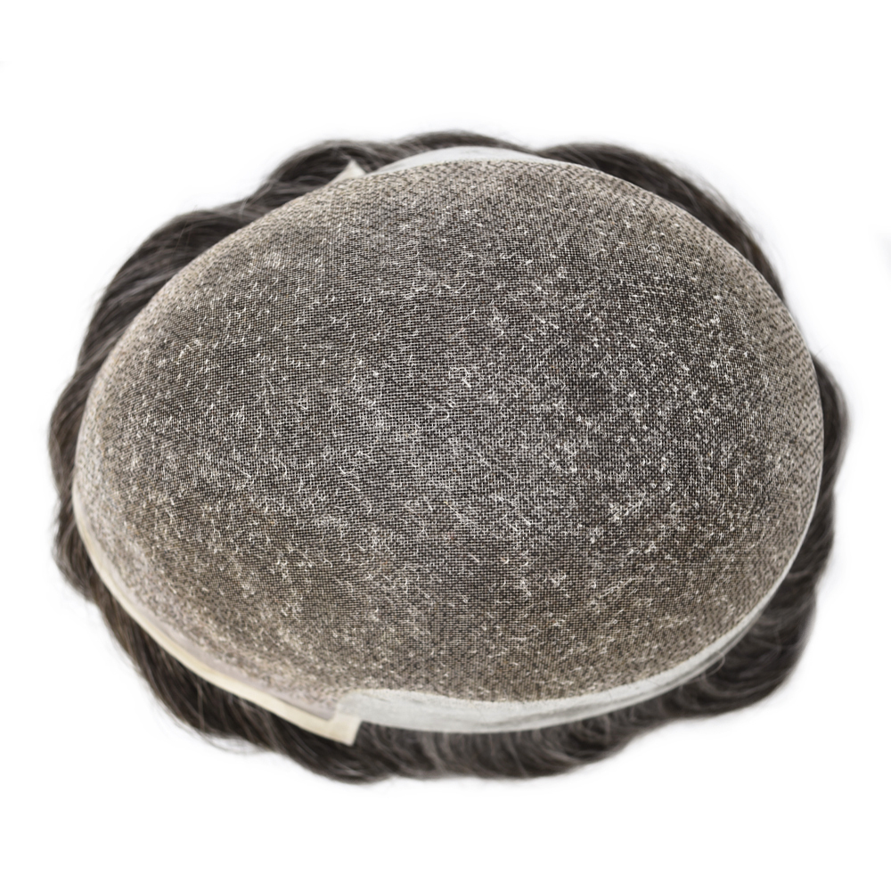 【Goldman Hair】 Men's Fine Welded Mono Hair System ANT| Natural Lace Front Poly PU Tape Toupee - 32mm Slight Wave Indian Human Hairpiece for Secure & Undetectable Hair Replacement