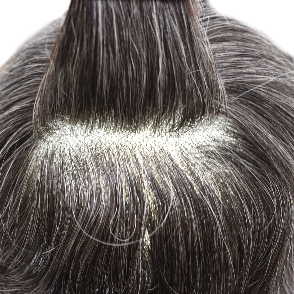 【Goldman Hair】 Men's Fine Welded Mono Hair System ANT| Natural Lace Front Poly PU Tape Toupee - 32mm Slight Wave Indian Human Hairpiece for Secure & Undetectable Hair Replacement