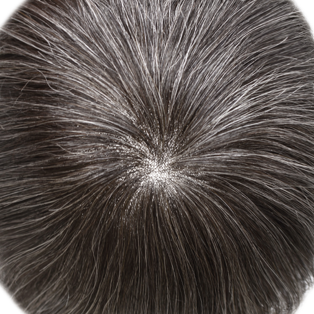 【Goldman Hair】 Men's Fine Welded Mono Hair System ANT| Natural Lace Front Poly PU Tape Toupee - 32mm Slight Wave Indian Human Hairpiece for Secure & Undetectable Hair Replacement