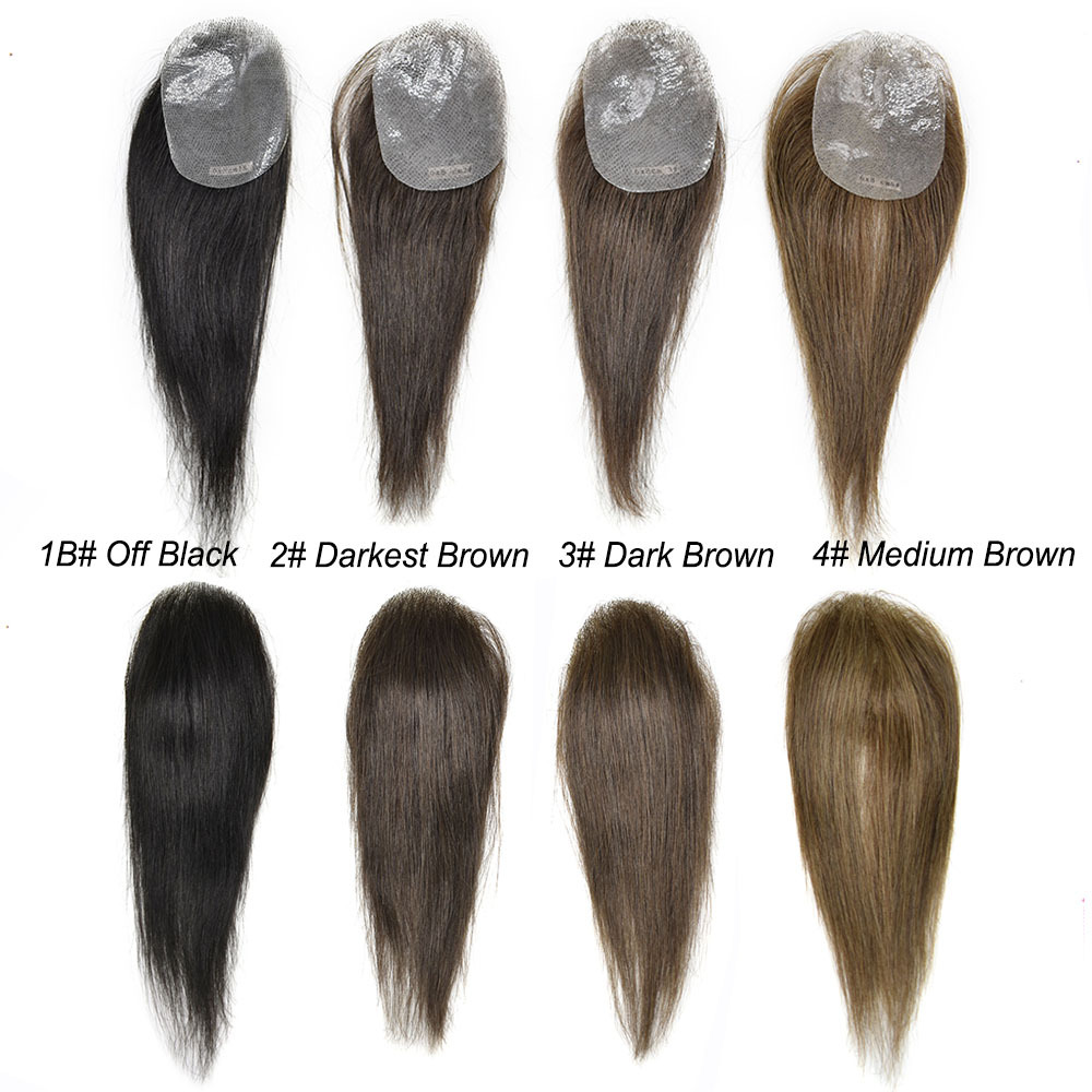 Thin Skin V-Looped Bald Spot Hair Patch Natural Hair Replacement Unit For Hairline 100% Remy Human Hair Transparent Skin Toupee Hair Patch Hair Systems