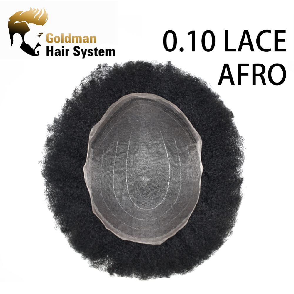Goldman Mens Swiss Welded Lace Toupee Afro Hair Unit For Black Men American Wave Toupees - Indian Human Hair, Soft Hair Systems