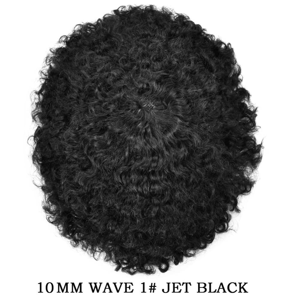 Goldman Mens Lace Afro Hair Unit For Black Men With Clear PU American Wave Toupees - Indian Human Hair, Undetectable Hair Systems