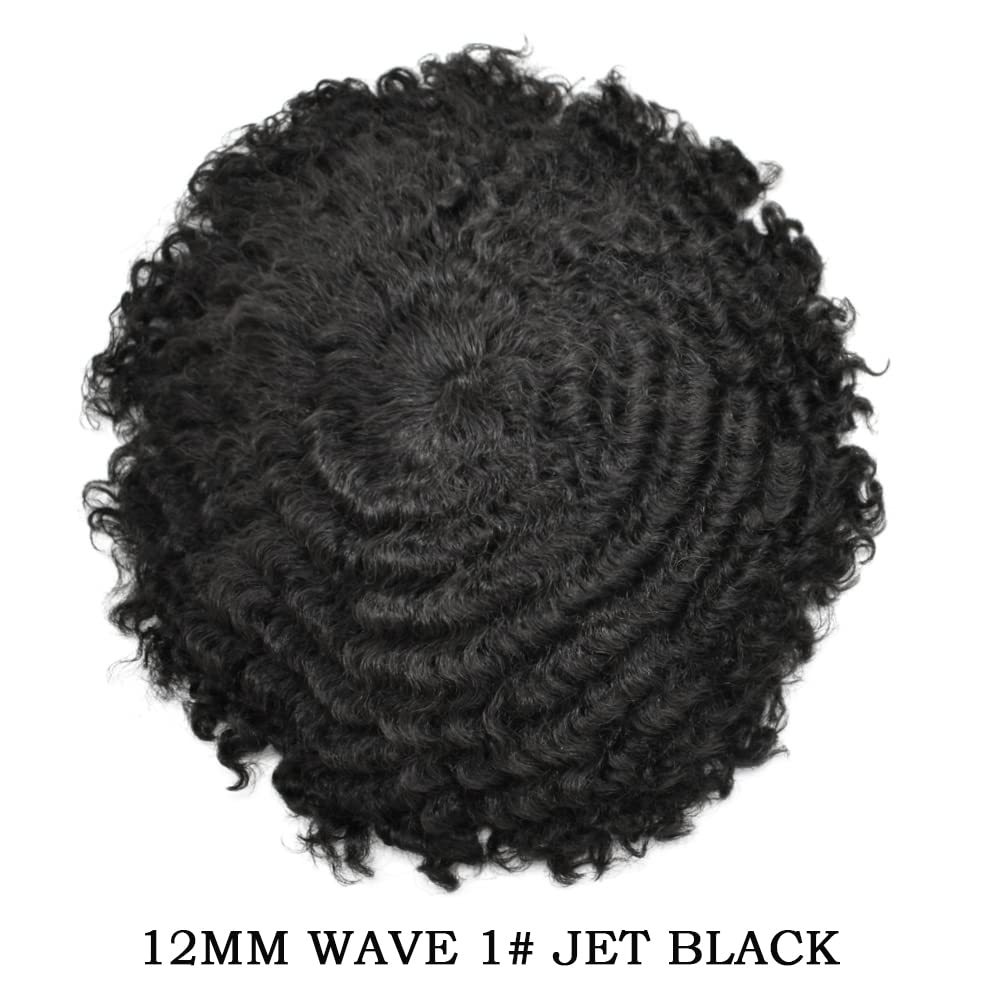 Goldman Mens Lace Afro Hair Unit For Black Men With Clear PU American Wave Toupees - Indian Human Hair, Undetectable Hair Systems