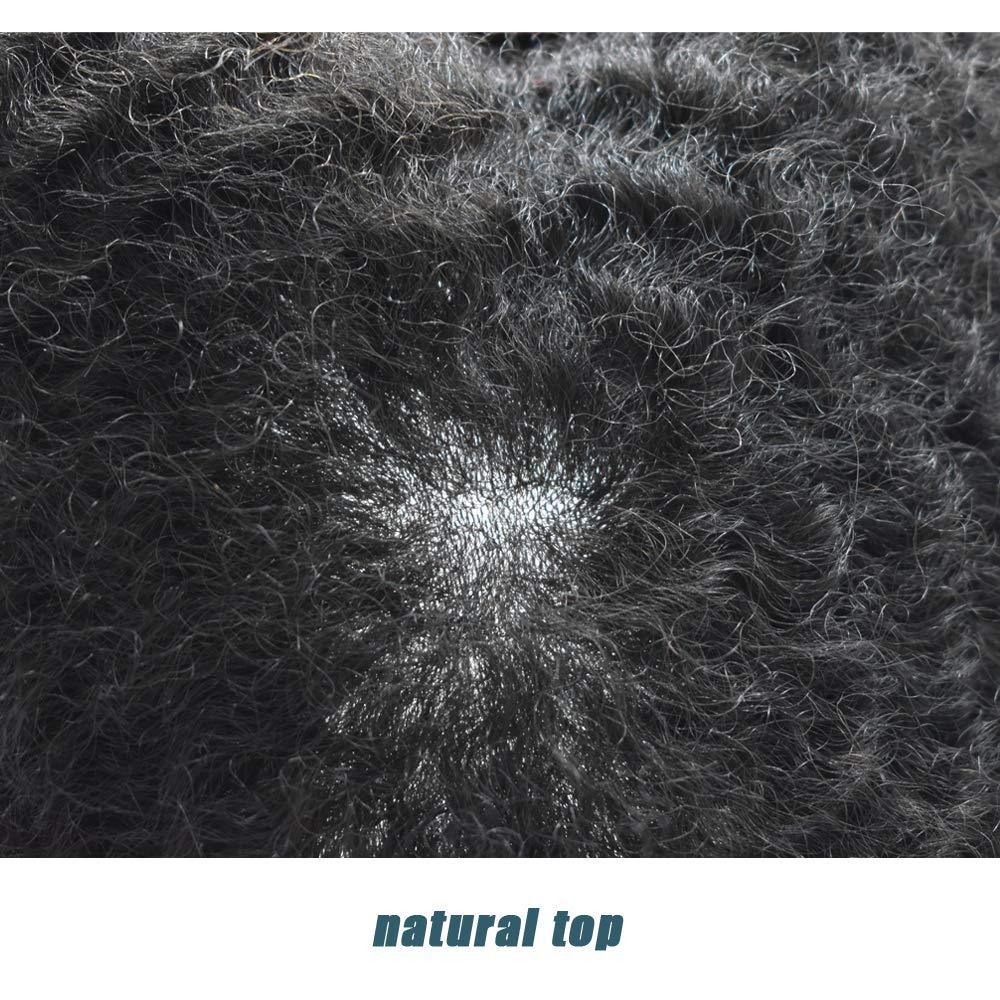 African American Afro Hair Systems Toupee For Black Men Brazilian Remy Human Hair Full Poly SKIN Man Weave Balding Mens Custom Hair Unit 8X10inch Male ALL PU Hair Replacement with weaves